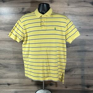 Vintage Polo Ralph Lauren Polo Shirt Mens Large Yellow Striped Short Sleeve